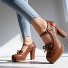 bow-tie buckle pumps for women