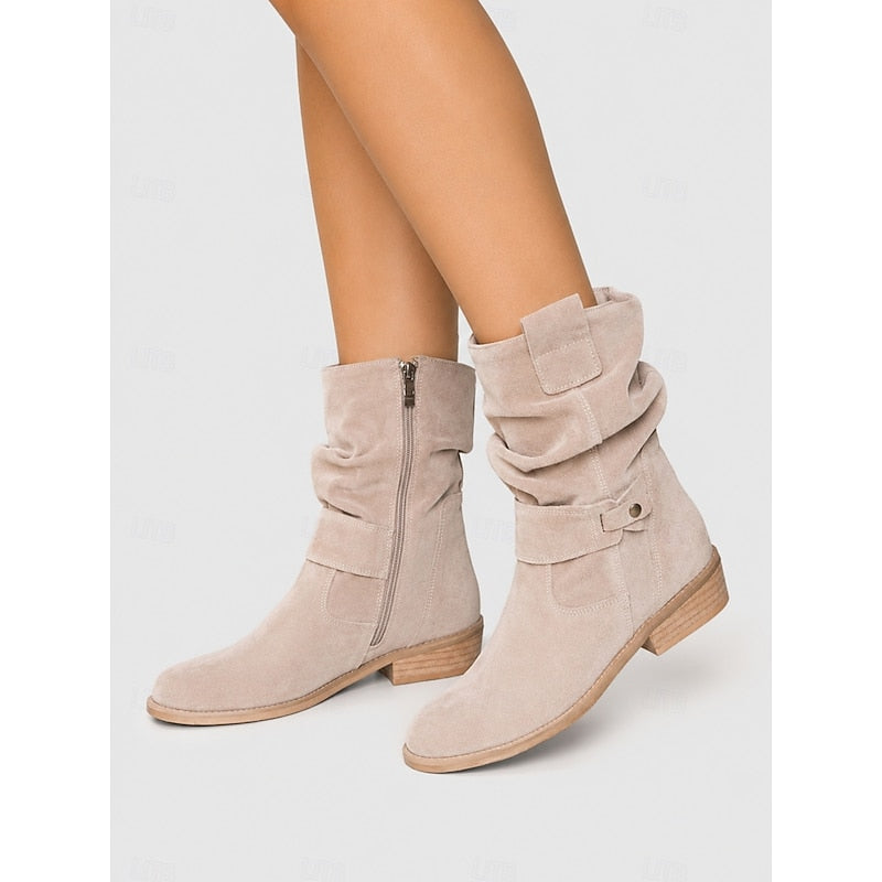 Buckled ankle slouch boots for women