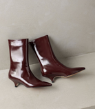 Curved kitten heel ankle boots for women