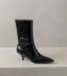 Curved kitten heel ankle boots for women