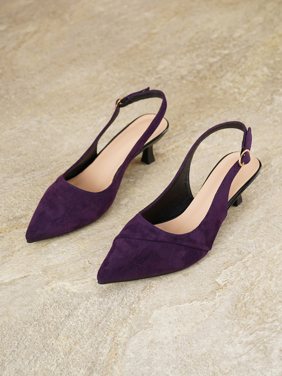 Pointed slingback kitten heels for women
