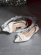 Bow slingback kitten heels for women