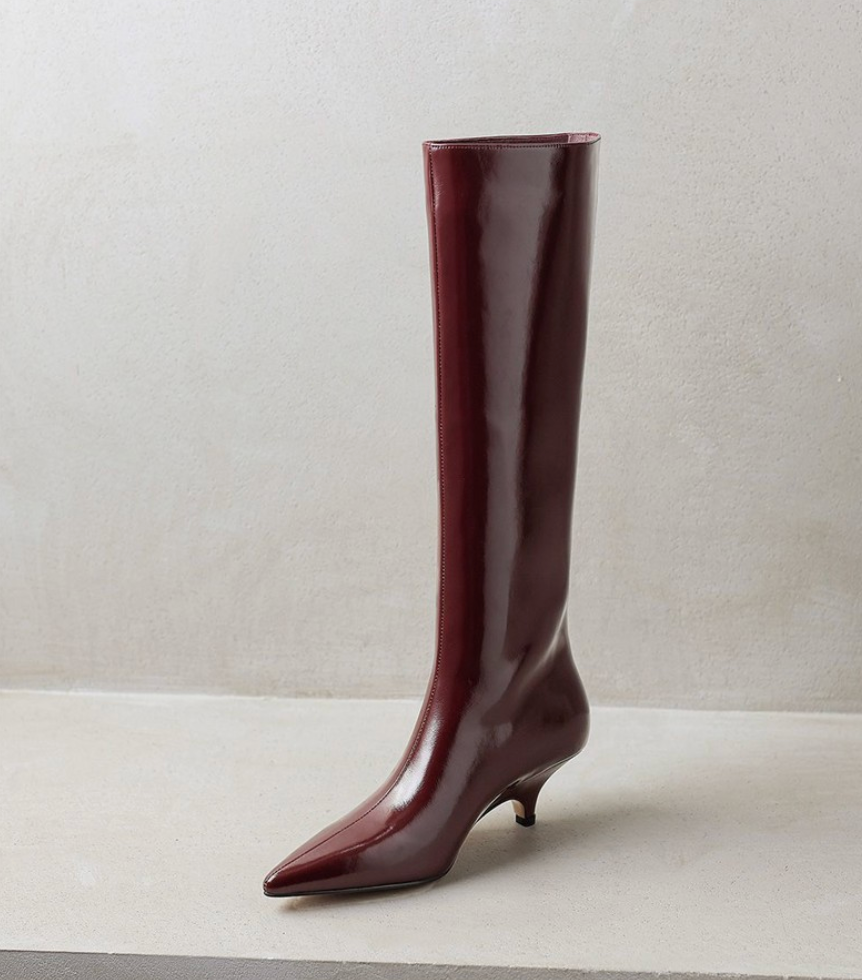 Wide calf kitten heel boots for women