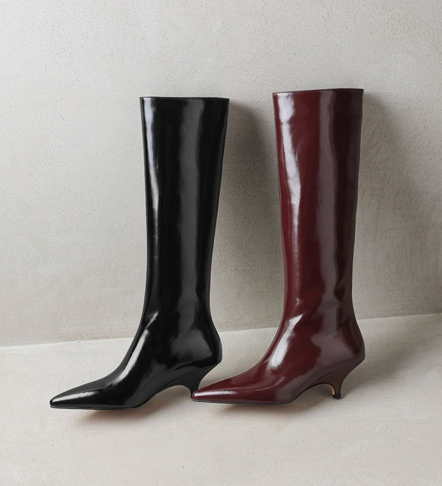 Wide calf kitten heel boots for women