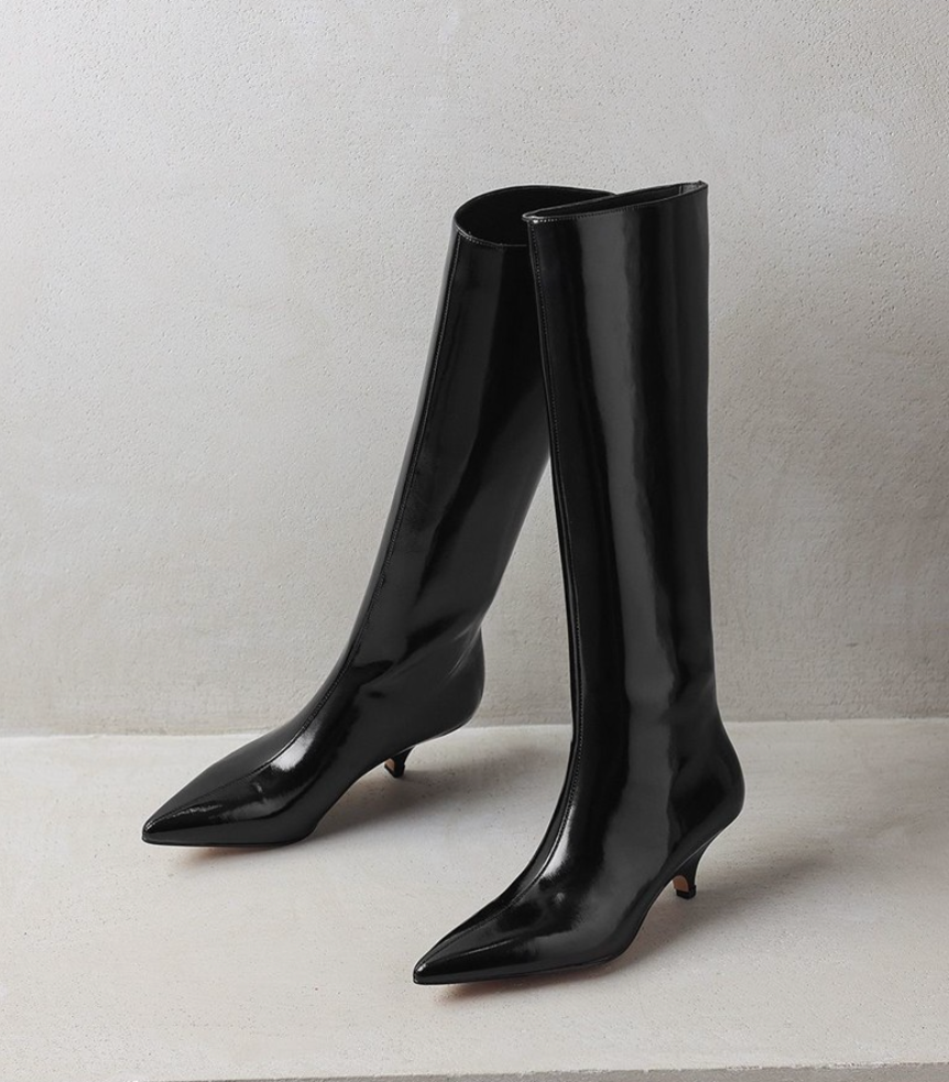 Wide calf kitten heel boots for women