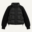 Cable knit sleeve cropped puffer jacket for women