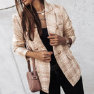 Textured plaid blazer for women