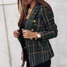 Plaid blazer in dark green for women