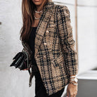 Textured plaid blazer for women