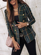 Textured plaid blazer for women