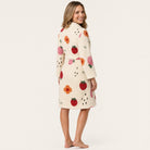 Fruit print plush fleece robe for women