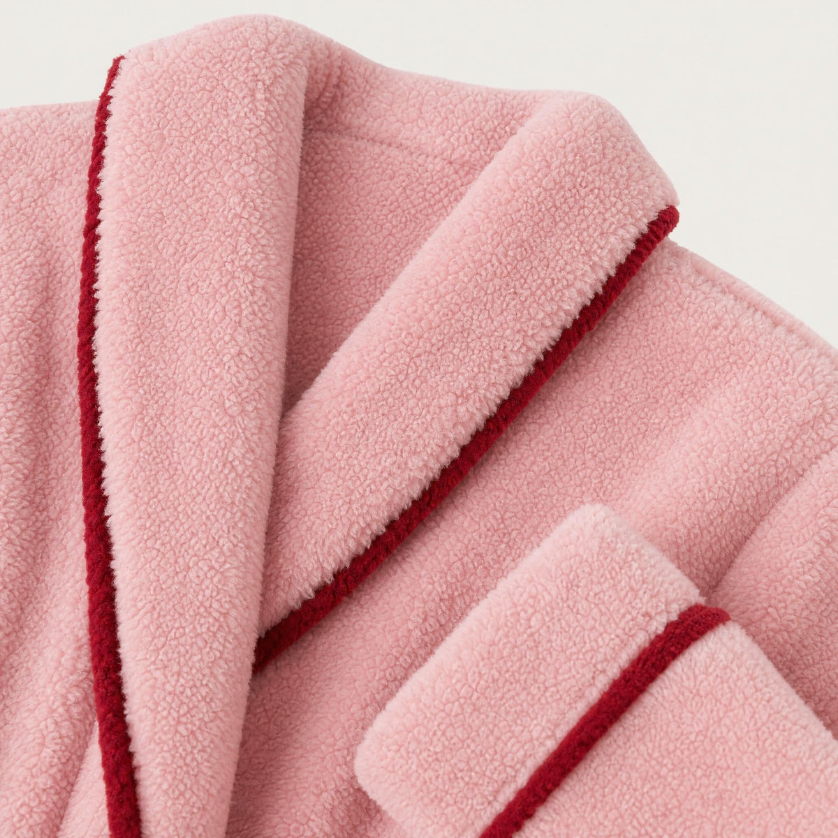 Contrast piped sherpa fleece robe for women