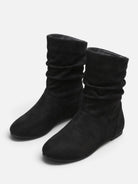 Slouchy suede-look mid-calf boots for women