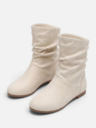 Slouchy suede-look mid-calf boots for women