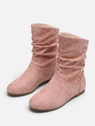 Slouchy suede-look mid-calf boots for women