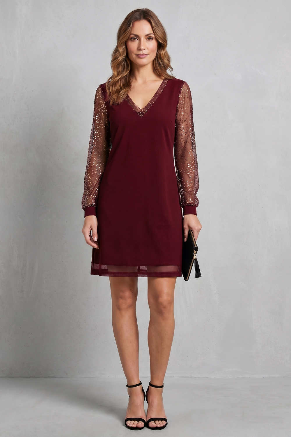 Sparkle sleeve Christmas party dress for women