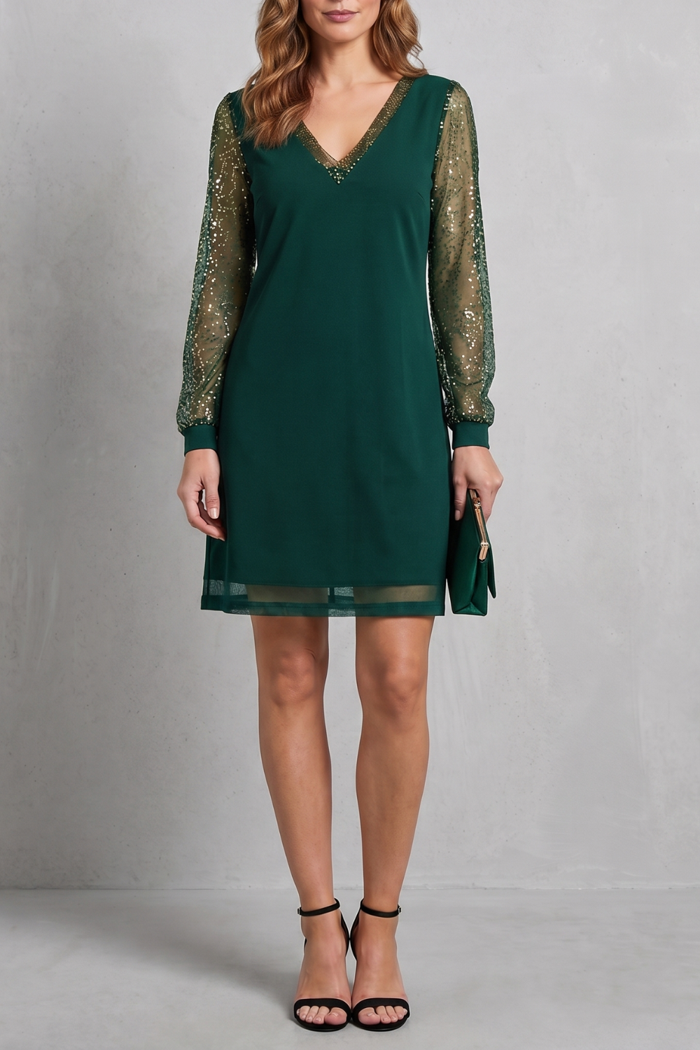 Sparkle sleeve Christmas party dress for women