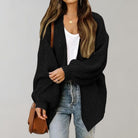 Oversized open-front knit cardigan for women