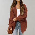 Oversized open-front knit cardigan for women