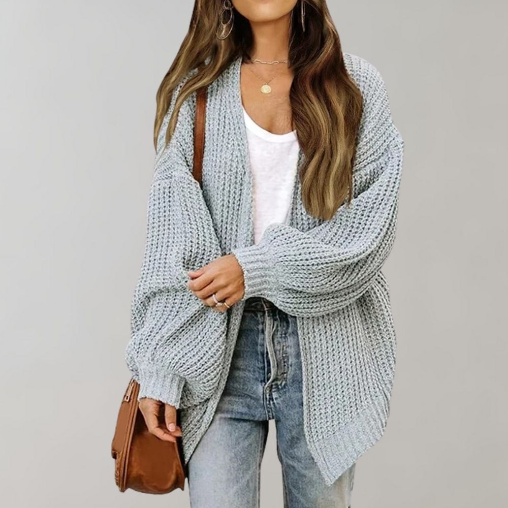 Oversized open-front knit cardigan for women