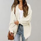Oversized open-front knit cardigan for women