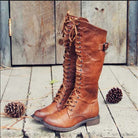 Lace-up knee-high riding boots for women