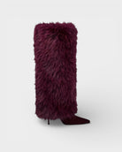 Faux fur knee-high boots in red or black for women
