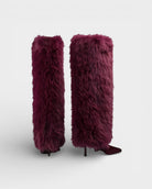 Faux fur knee-high boots in red or black for women