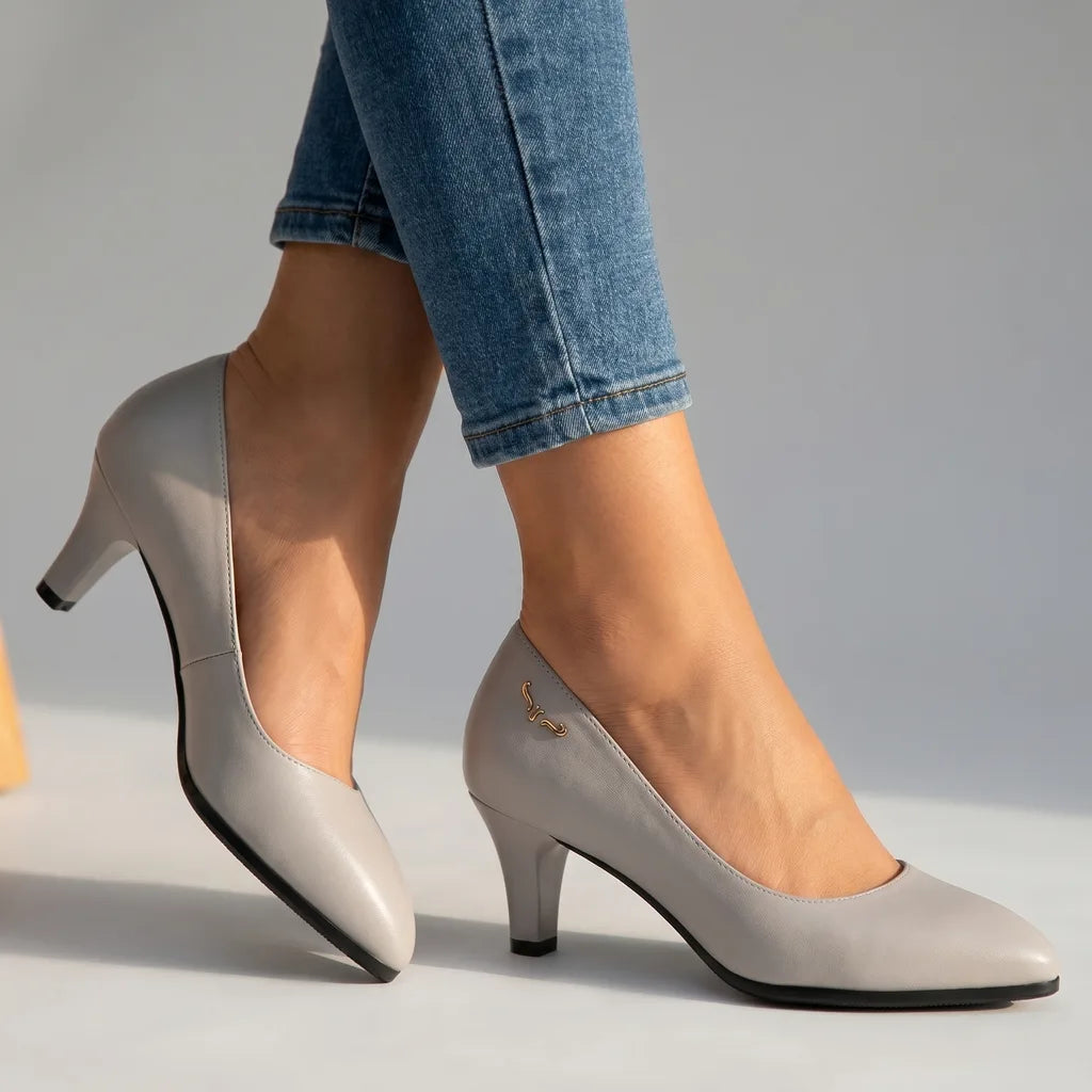 mid heel pumps beige for women