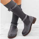 Knit buckle winter boots for women