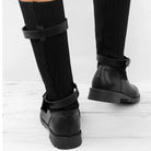 Knit buckle winter boots for women