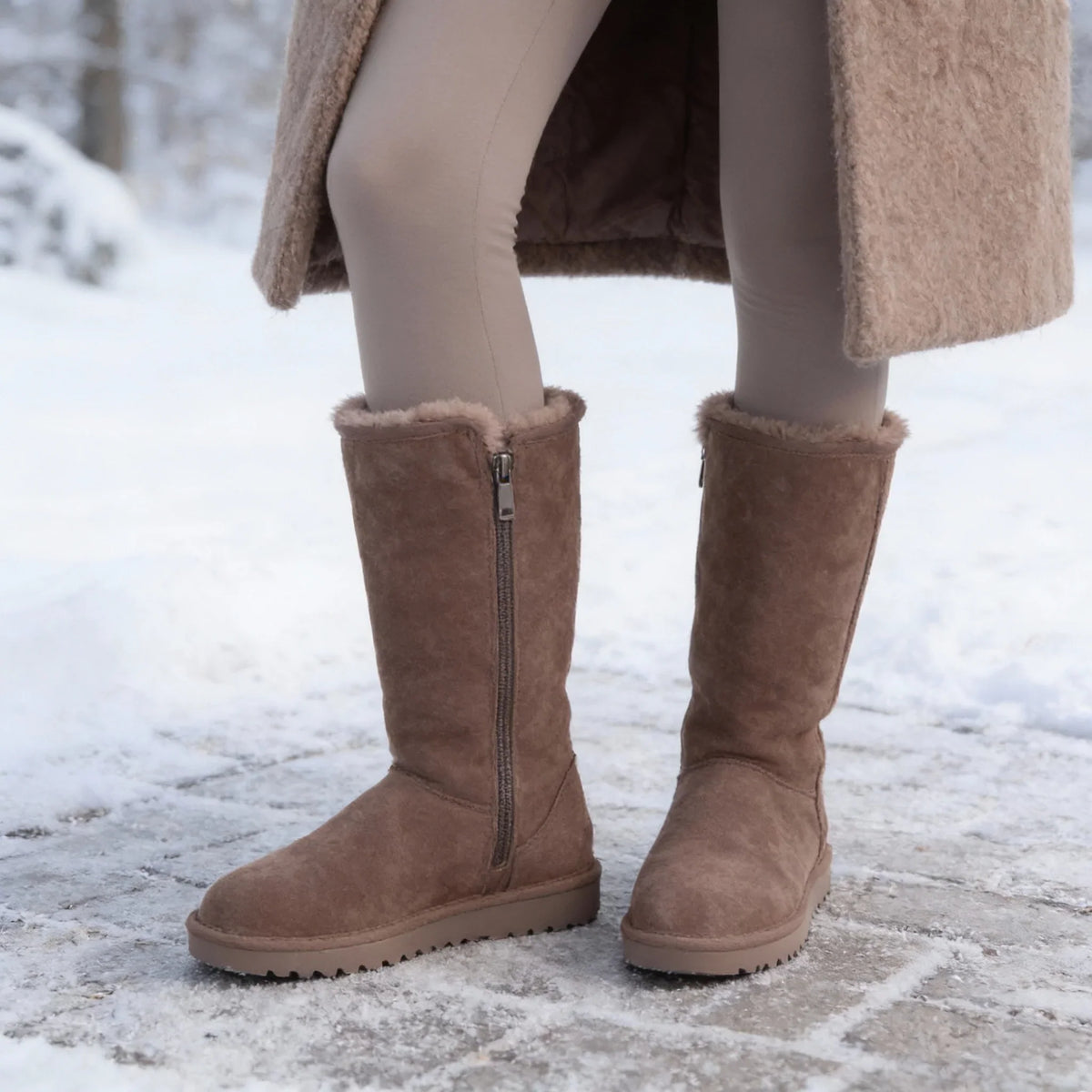 Tall winter boots in brown for women