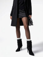 Suede-look stiletto ankle slouch boots for women