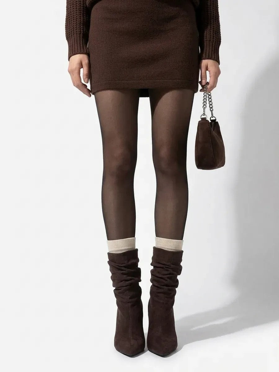 Suede-look stiletto ankle slouch boots for women