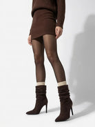 Suede-look stiletto ankle slouch boots for women