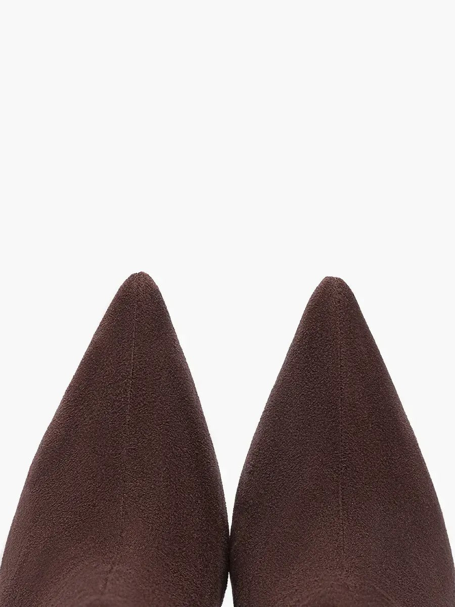 Suede-look stiletto ankle slouch boots for women