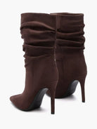 Suede-look stiletto ankle slouch boots for women