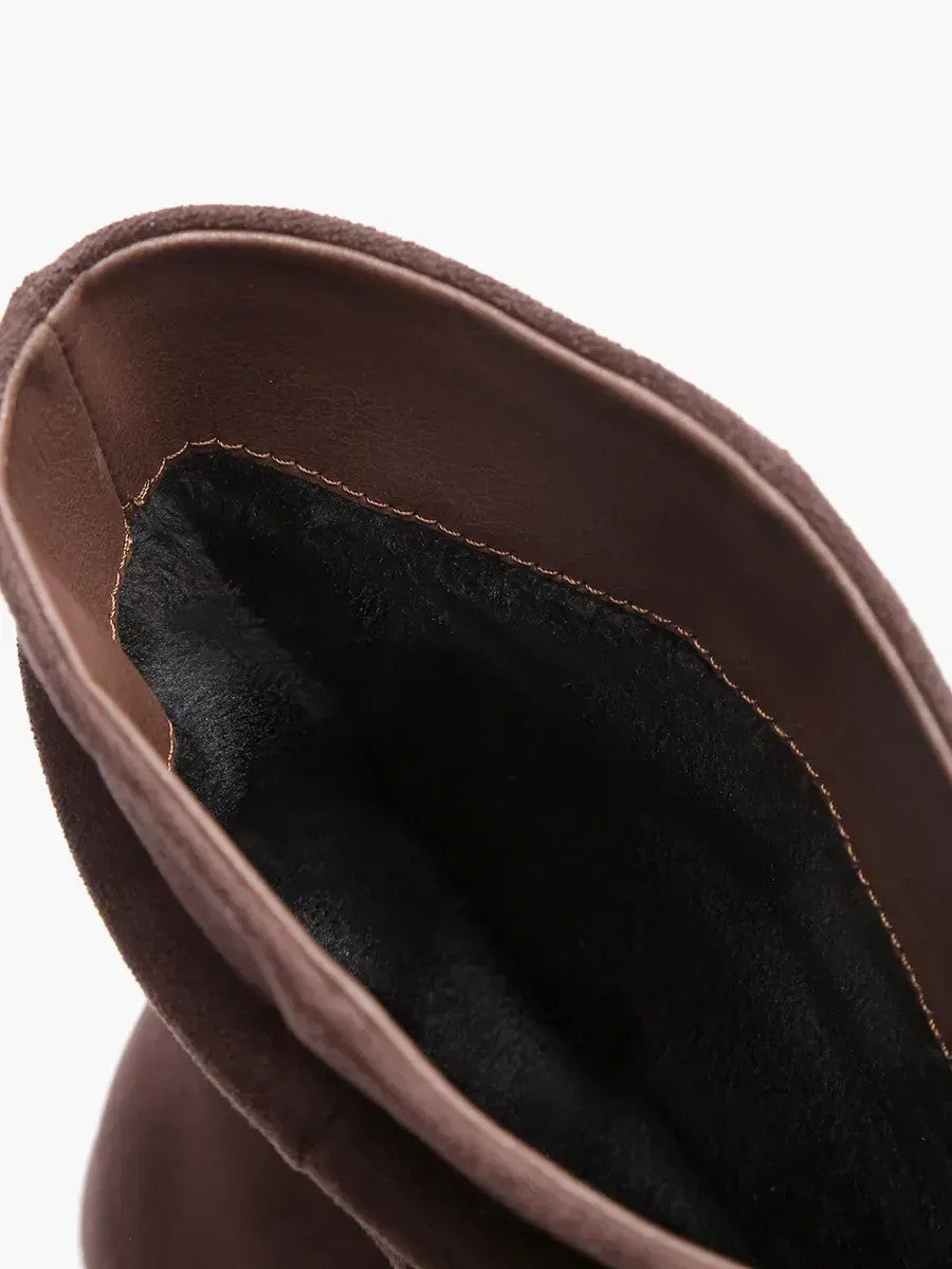 Suede-look stiletto ankle slouch boots for women
