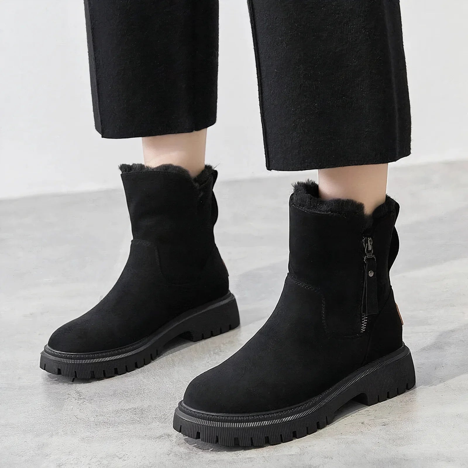 mid-calf shearling snow boots for women