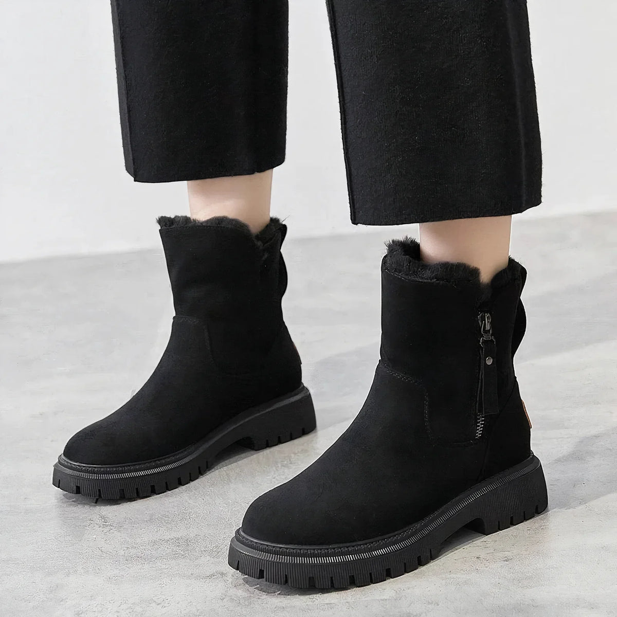 mid-calf shearling snow boots for women