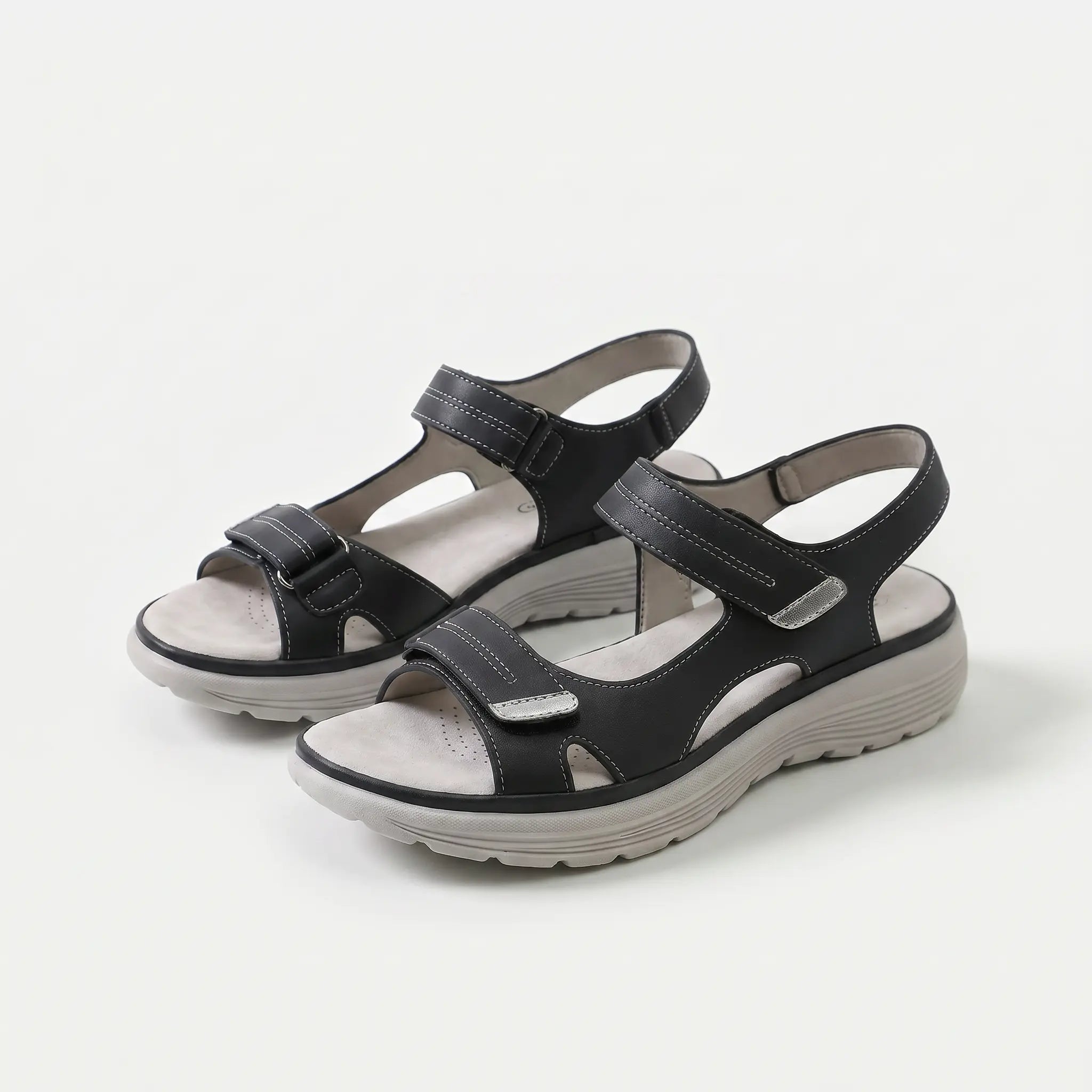 Sandalias Mujer Cierre Velcro Ajustable Punta Ancha Suela Antideslizante Livianas Caminar Cinco Colores