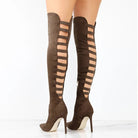 cut out thigh high boots for women