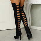 cut out thigh high boots for women