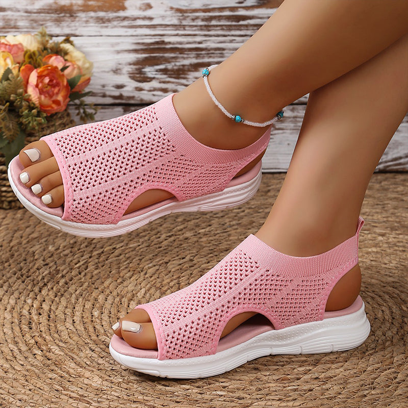 Sandalias Mujer Malla Transpirable Suela Antideslizante Plantilla Acolchada Punta Abierta Cinco Colores