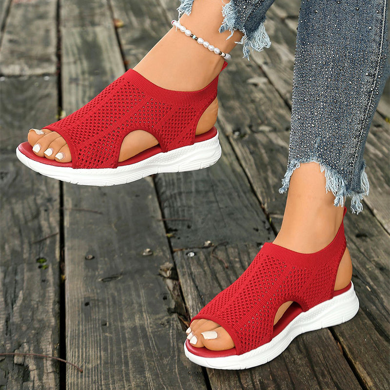 Sandalias Mujer Malla Transpirable Suela Antideslizante Plantilla Acolchada Punta Abierta Cinco Colores
