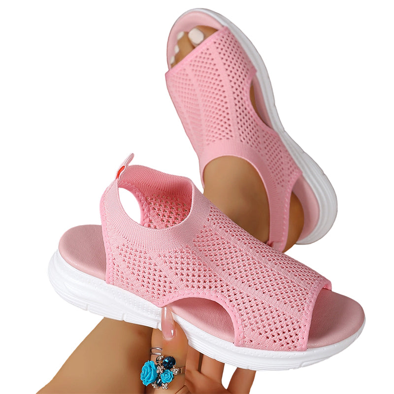 Sandalias Mujer Malla Transpirable Suela Antideslizante Plantilla Acolchada Punta Abierta Cinco Colores