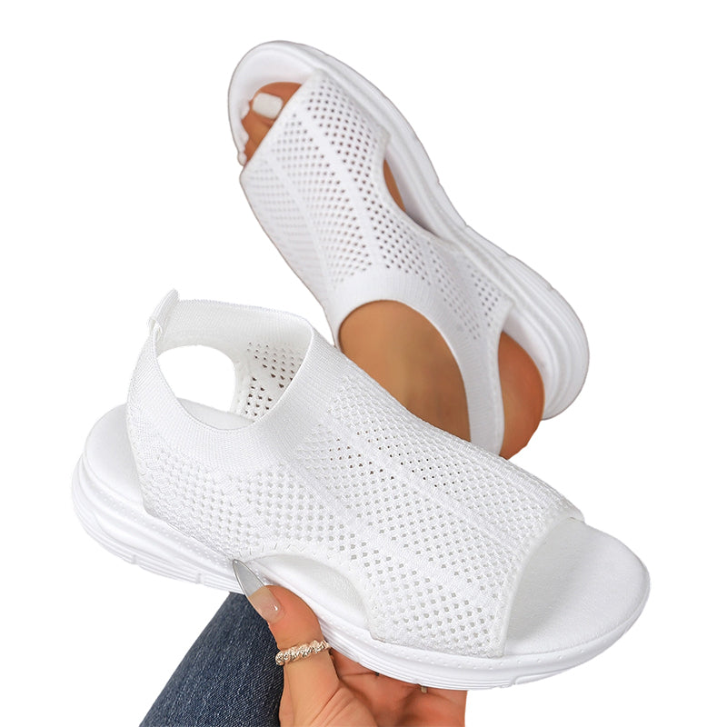 Sandalias Mujer Malla Transpirable Suela Antideslizante Plantilla Acolchada Punta Abierta Cinco Colores