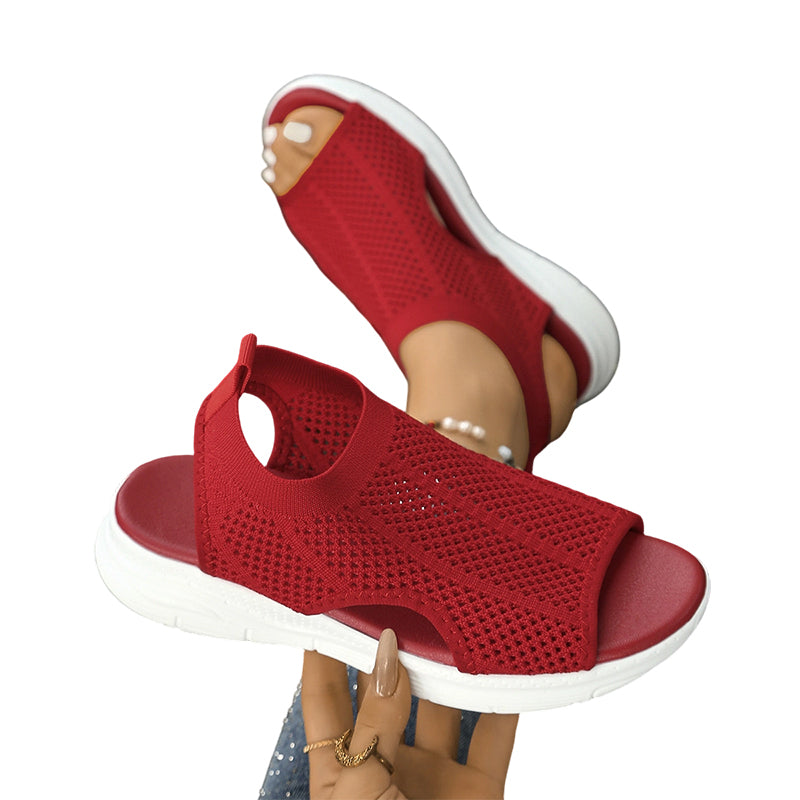 Sandalias Mujer Malla Transpirable Suela Antideslizante Plantilla Acolchada Punta Abierta Cinco Colores