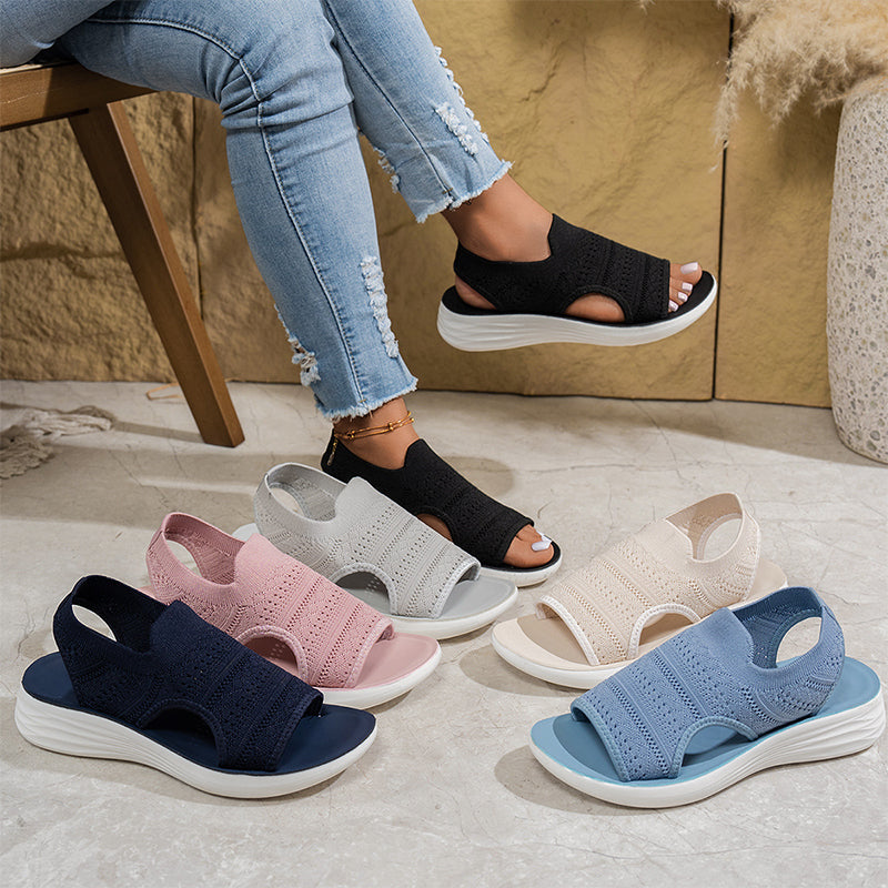 Sandalias Mujer Malla Transpirable Punta Abierta Suela Gruesa Antideslizante Caminar Seis Colores
