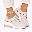 Wedge sneakers in gold for women
